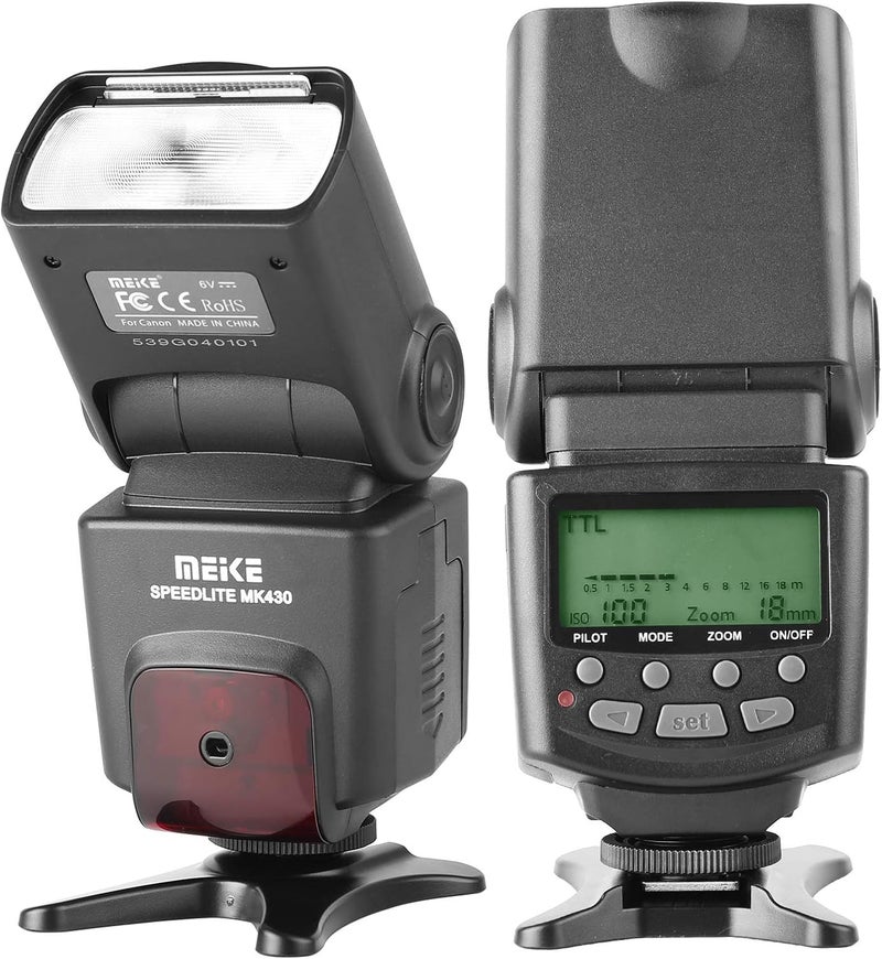 Meke Meike MK430 TTL LCD Flash Speedlite Compatible with Canon DSLR Camera EOS 70D 77D 80D Rebel T7i T6i T6s T6 T5i T5 T4i T3i SL2 and with Standard Hot Shoe Stand - Image 1